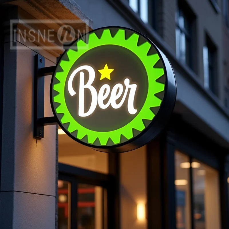 Custom Round Bar  LED Light Box Outdoor Business Sign Double Sided Waterproof Acrylic Backlit Advertising Display