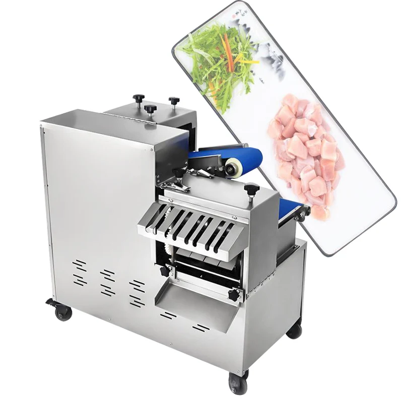 Automatic Fresh Meat Dicing Machine 3 Blade Group One Time Forming Meat Dicer Commercial Meat Cutter For Pork Beef Mutton Chicke