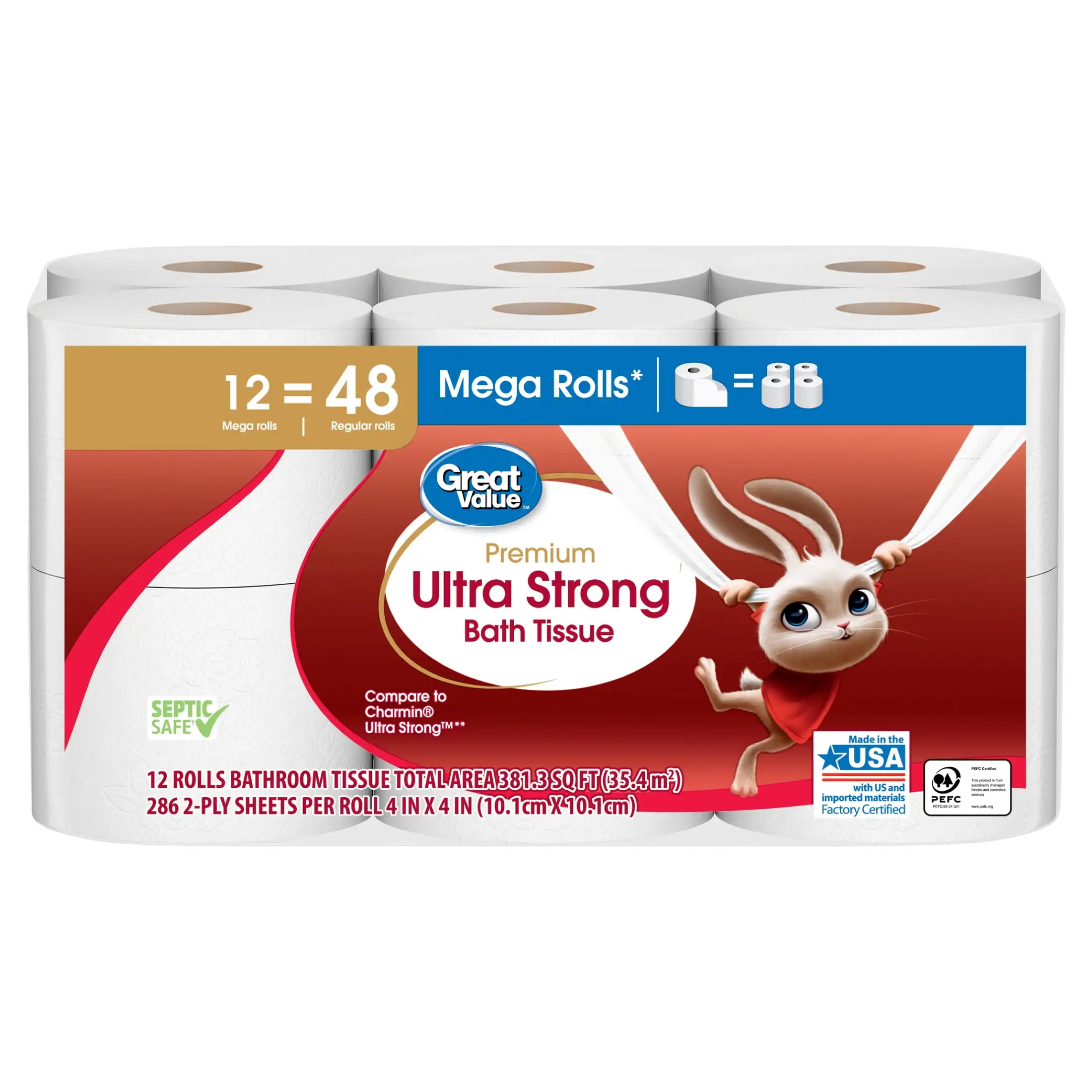 Ultra Strong Toilet Paper, 12 Mega Rolls Super super absorbent and luxurious softness Suitable for home or hotel etc