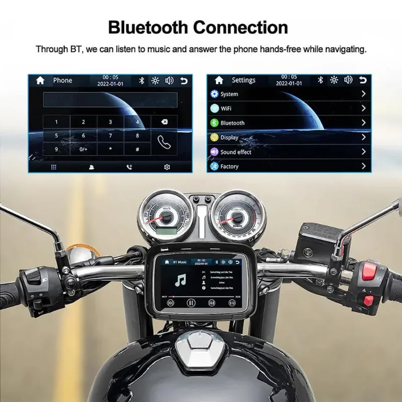 5Inch Wireless Motorcycle Navigation Device HD LCD Touch Screen Navigation Assist for Outdoor Cycling