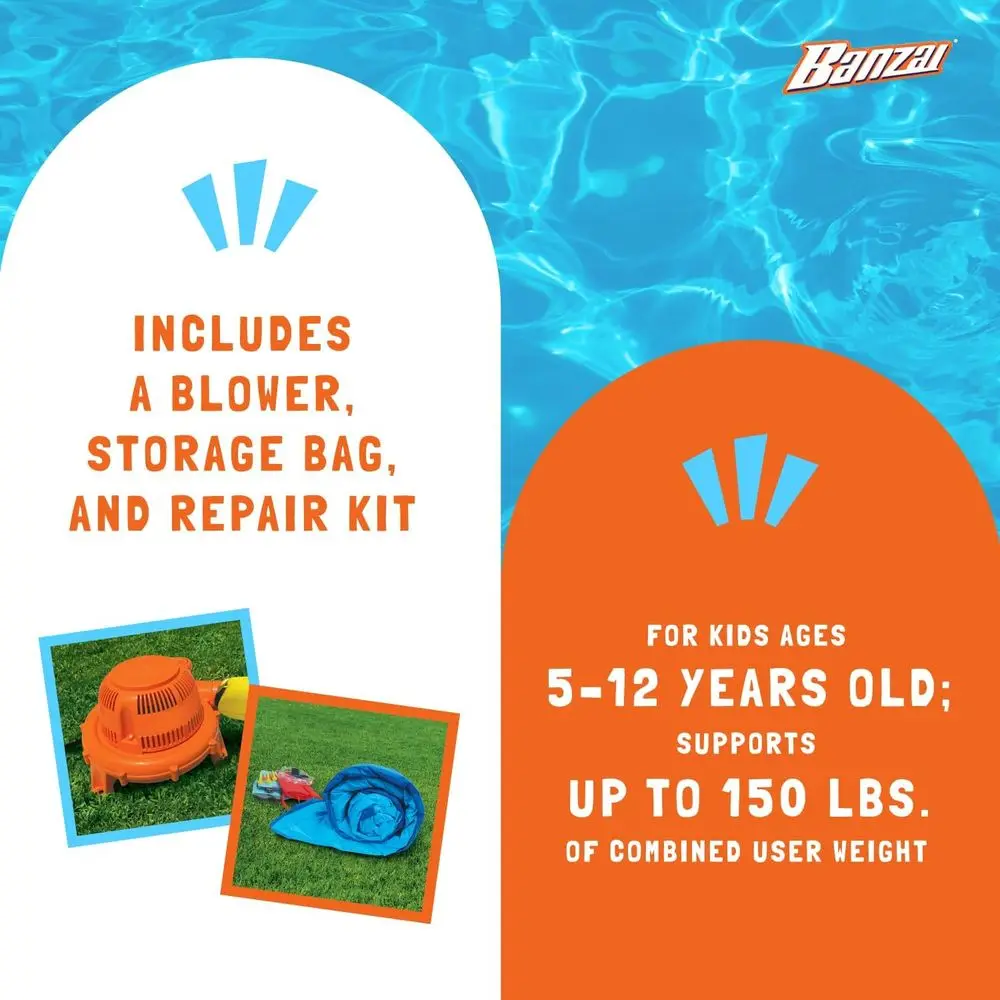 Surf Rider Large Iatable Outdoor Aqua Lagoon Water Slide Splash Park con parete da arrampicata, scivolo a tunnel e piscina antispruzzo, per bambini