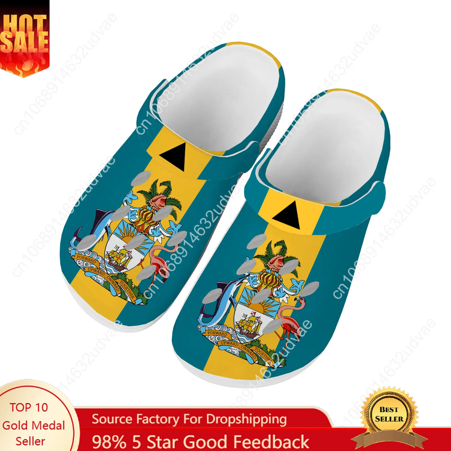 Zapatos de agua con bandera nacional de Bahamas para hombre y mujer, zuecos de jardín para el hogar de alta calidad, sandalias personalizadas, zapatillas con agujeros transpirables para playa