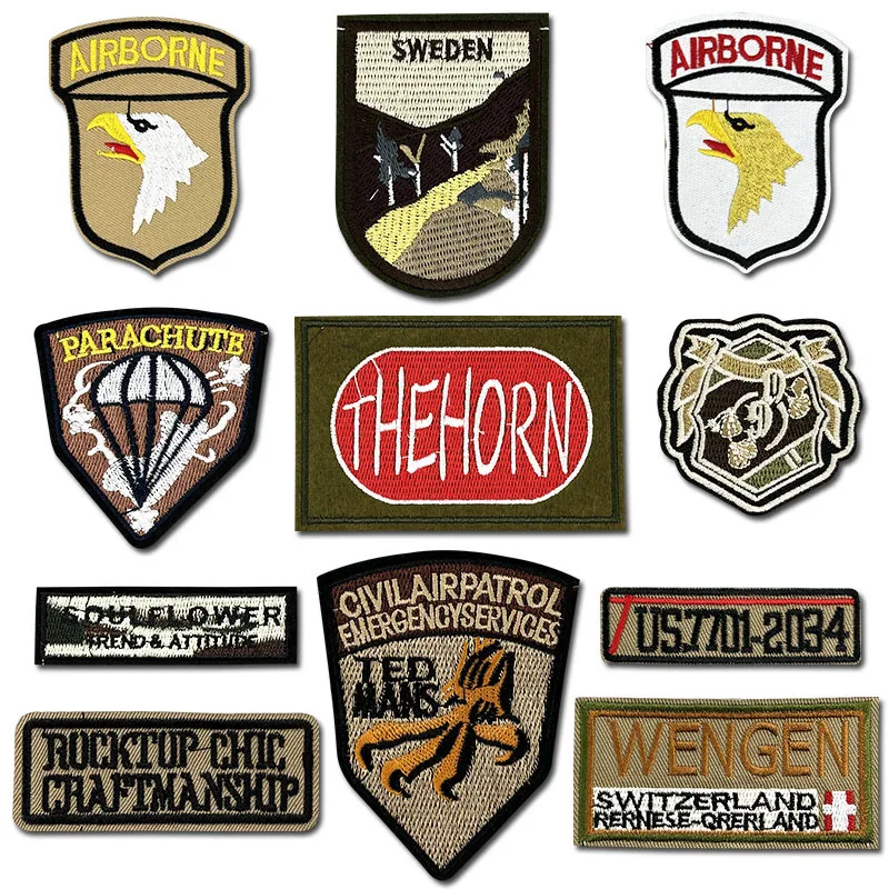 Embroidered Cloth Patch DIY Clothing Decorative Patch Shield Shape Diagonal Stitched Chest Badge Arm Badge
