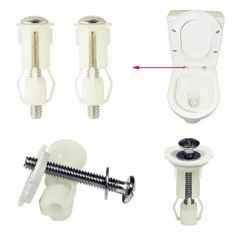 2pc Toilet Seat Bolts Hinges Screws WC Hole Fixing Bolt Kits Nut Repair Tools Easy Installation Home Universal Replacement