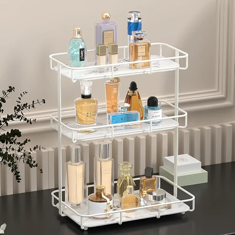 Bathroom Organizer Countertop Perfume Organizer Makeup Organizer Cosmetics Storage Display Rack 3 Tier Vanity Tray Dresser