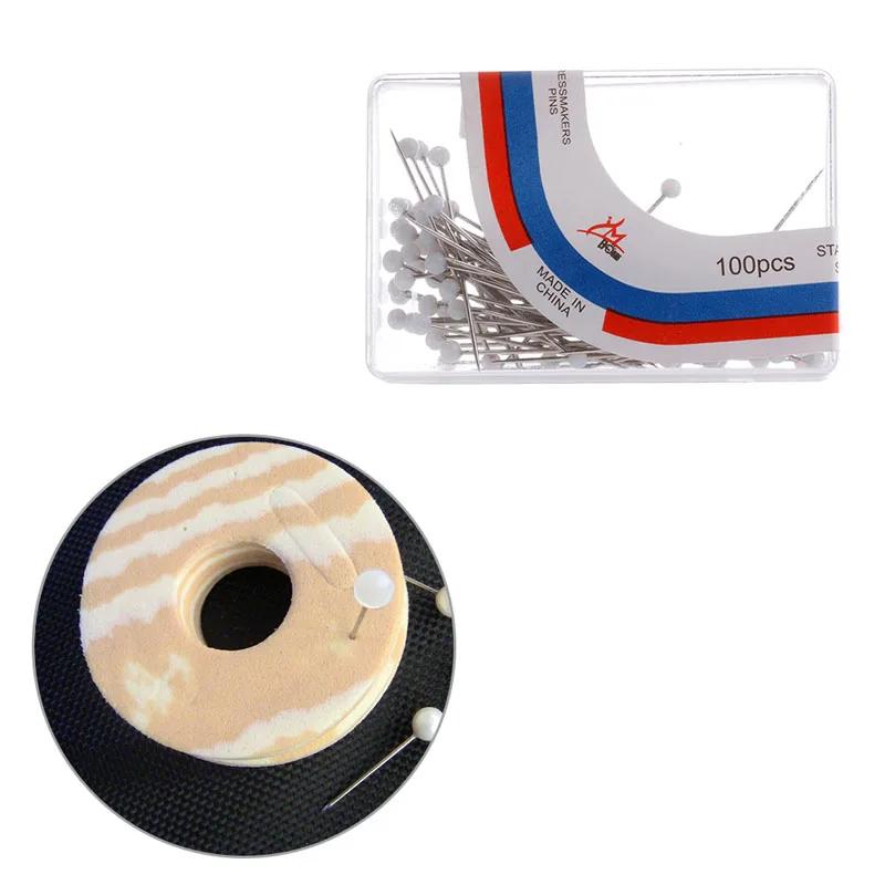 F92B 100pcs Жемчужные раунд для головных штифтов шить корсаж прямой Diy Descaking Decor C C