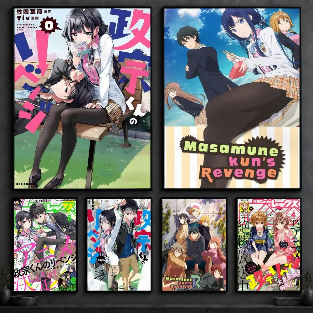 Anime M-Masamune-kun's RevengeS Poster Art  Self-Adhesive No Glue Residue Wall Decor for Bedroom Living Room