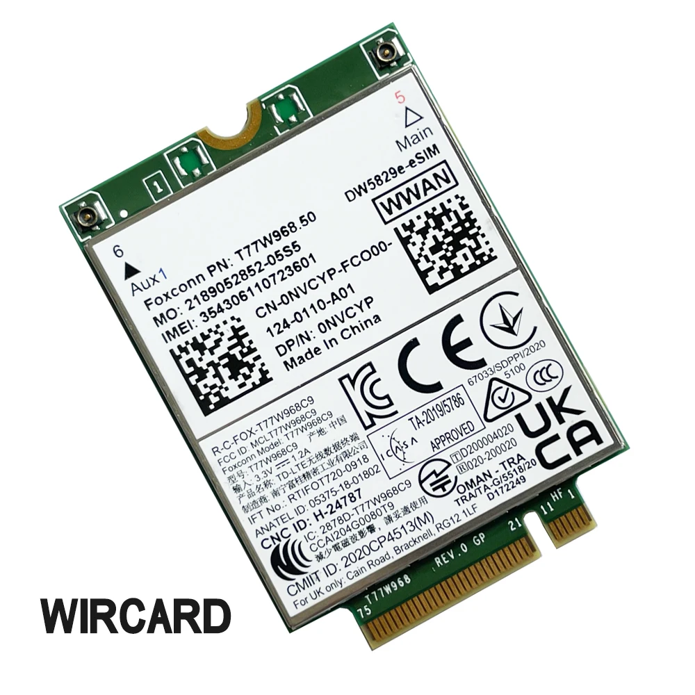 T77W968.50 DW5829e-eSIM DW5829e X20 LTE Cat9 450Mbps FDD-LTE TDD-LTE módulo 4G para portátil Dell 7320 7330 7520 7530 7430