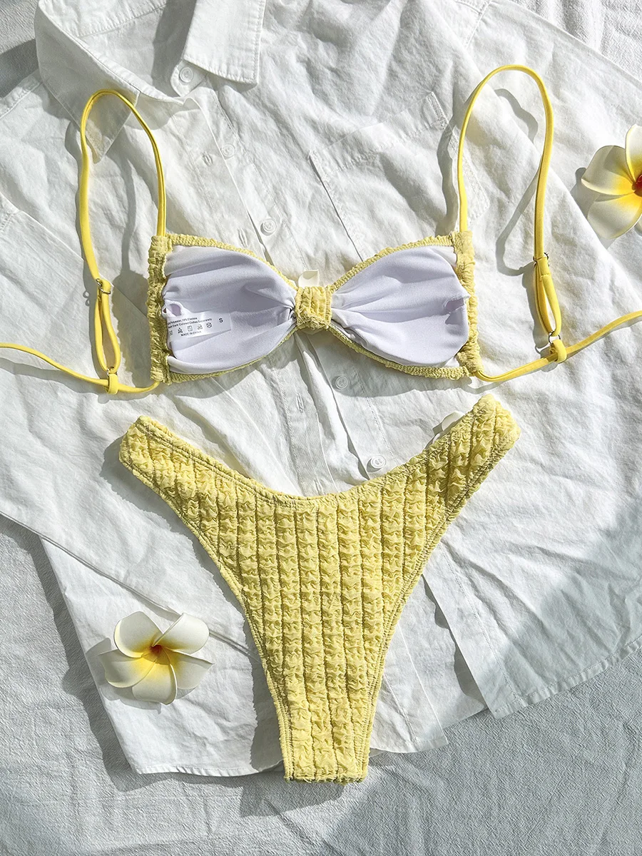 3D Flower Wrinkled Crinkled Bikini 2026 Women Bikinis Female Brazilian Swimwear Two pieces Swimsuit Bikini Set Bathing Suit Swim