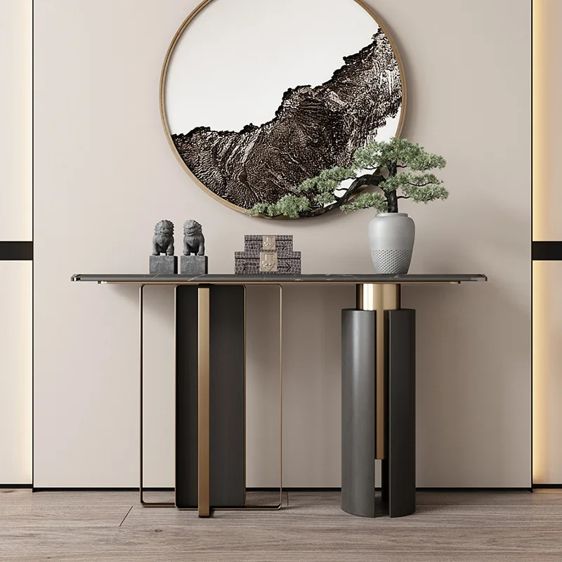 طاولة مدخل حديثة مقابل الحائط، طاولة مدخل فاخرة خفيفة للغاية، خزانة مدخل، حافظة شريطية لغرفة المعيشة، رؤية الباب