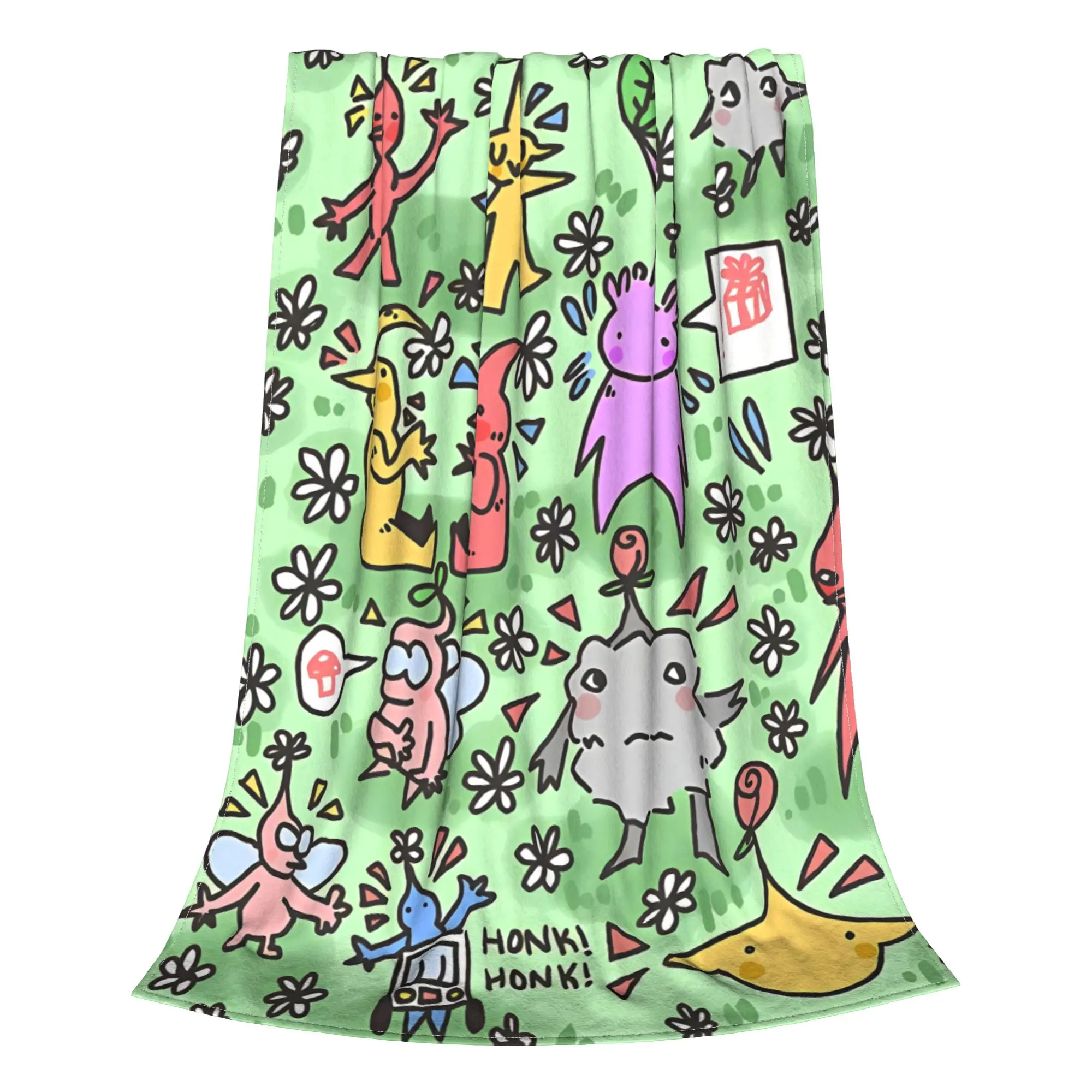 1PC Home Cute Room Decor Solid Green Sprite Tiles Blanket Throw Blanket Pikmin Novelty Warm Blanket All Season