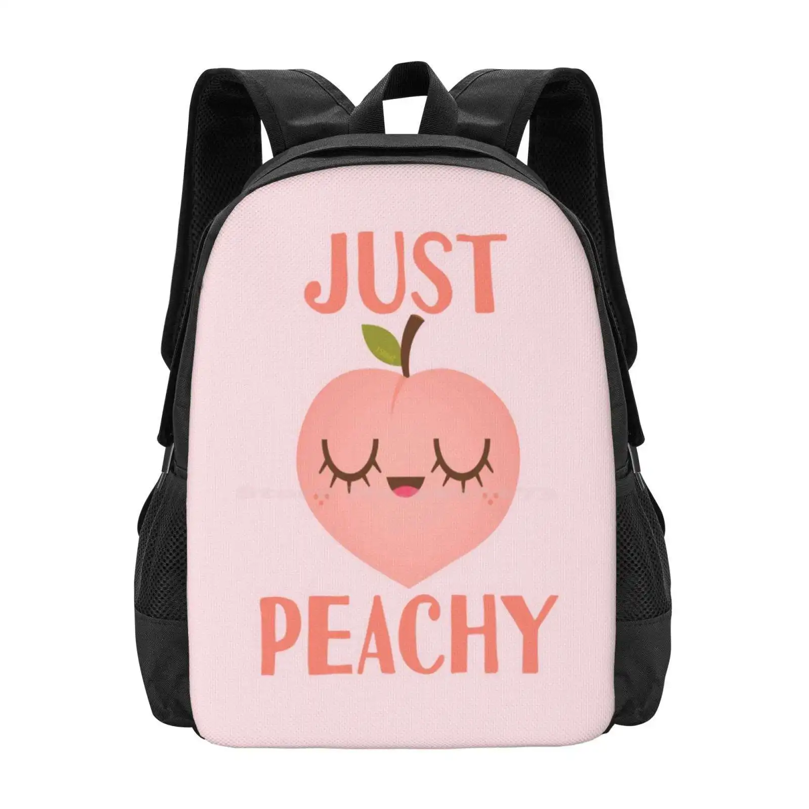 Just Peachy School Bags For Teenage Girls Laptop Travel Bags Happy Mood Cute Kawaii Fruit Just Peachy Positive Vibes Positive