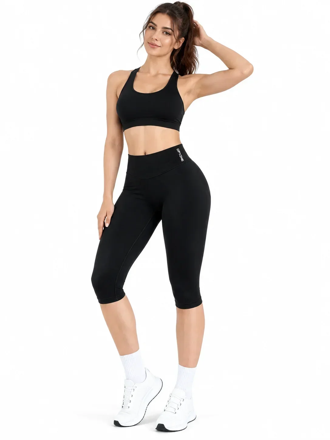 Women Seamless High Waist Capri Leggings Tummy Control Stretch Yoga Pants Knee Length Slim Fit Workout Gym Fitness Sports Tights