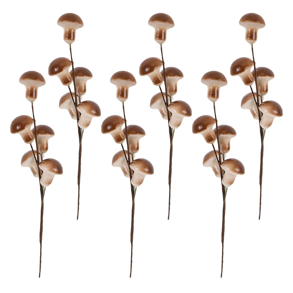 

6Pcs Fake Mushrooms Realistic Foam Simulation Mushroom Ornaments Indoor Outdoor Garden Bonsai Vase Plant Pot Decoration