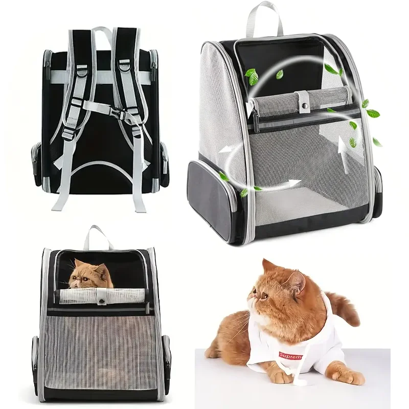 

Pet Cat Bag Puppy Carrying Outgoing Portable Large Capacity Pet Transport Bag Dog Bag Breathable Box Mesh Cat Shoulder Backpack