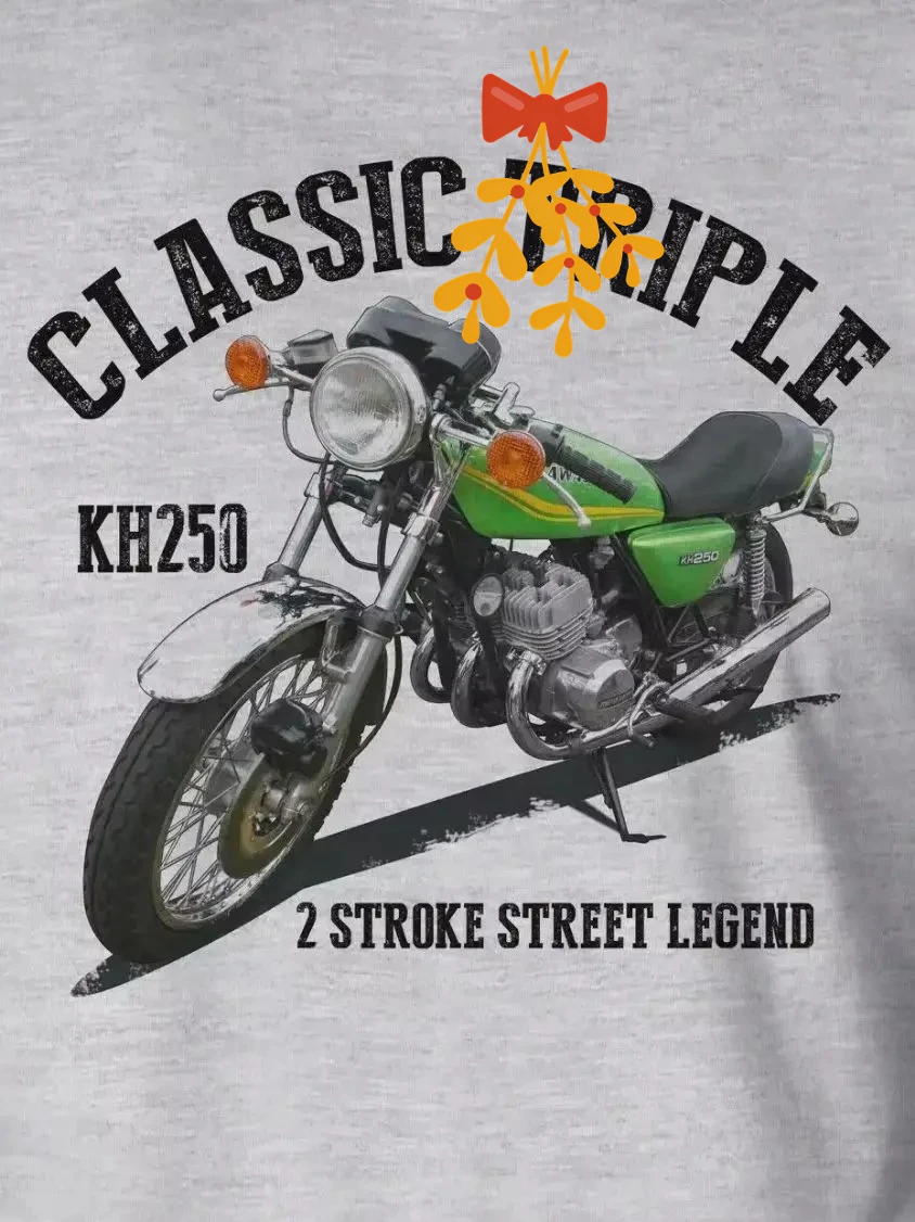 Retro Classic Triple KH250 Motorcycles Inspired T-Shirt 100% Cotton O-Neck Summer Short Sleeve Casual Mens T-shirt Size S-3XL