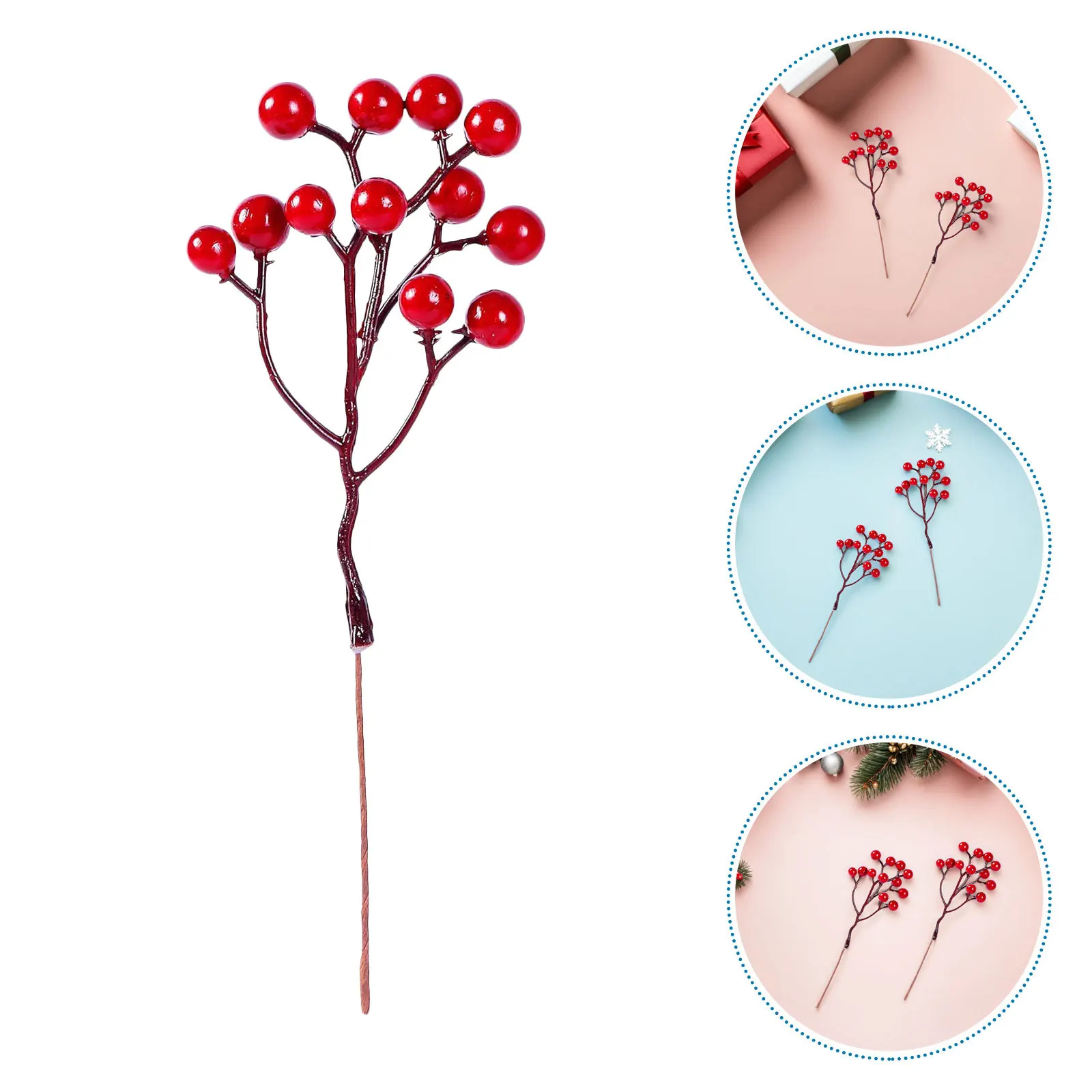 

20Pcs Artificial Red Berry Stems Christmas Decorations Frosty Realistic Berry Picks for Vase Wreaths Centerpieces Holiday