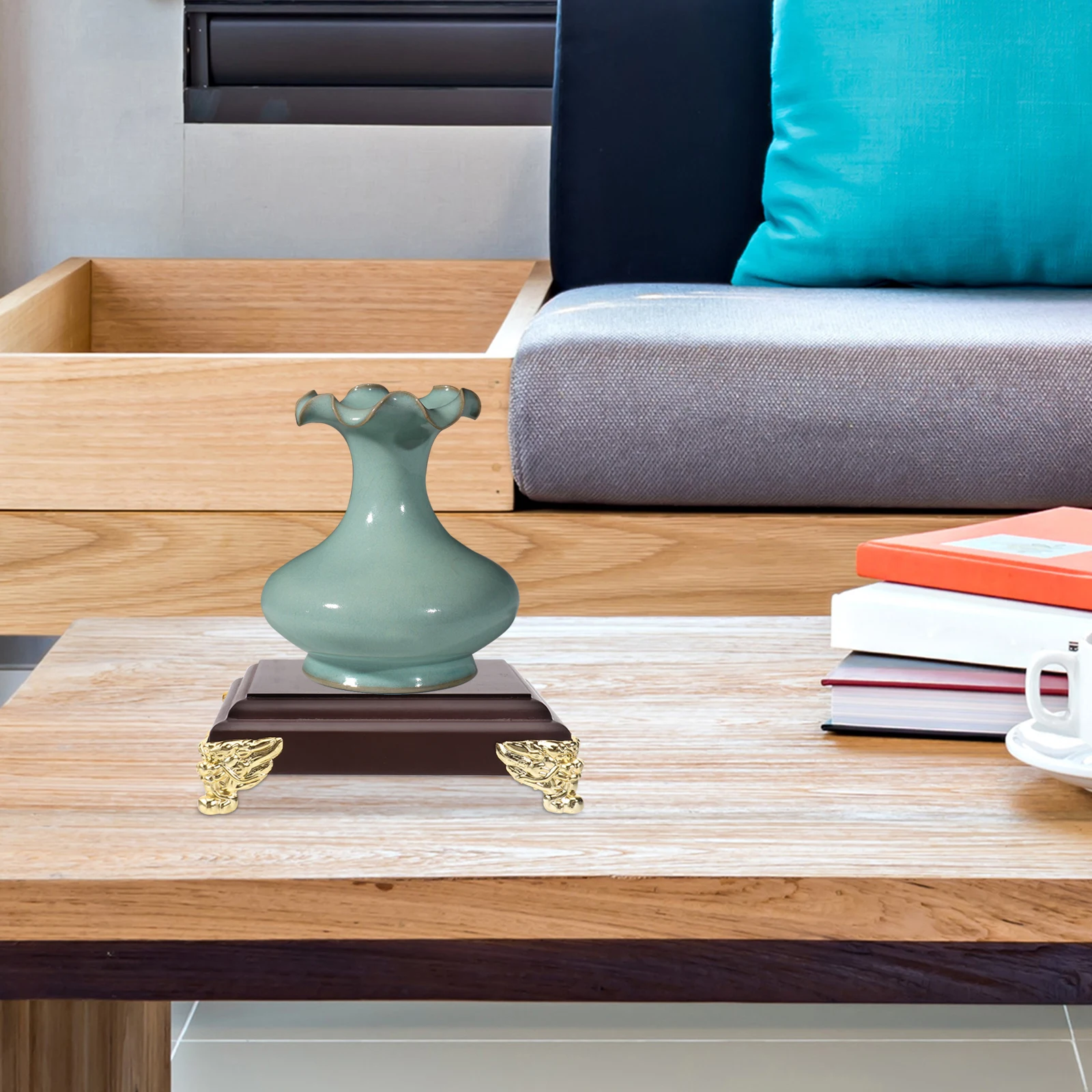 

1pc Square Craft Holder Wooden Decorative Statue Base Holder Artware Storage Bracket Premium Wood Indoor Outdoor Use