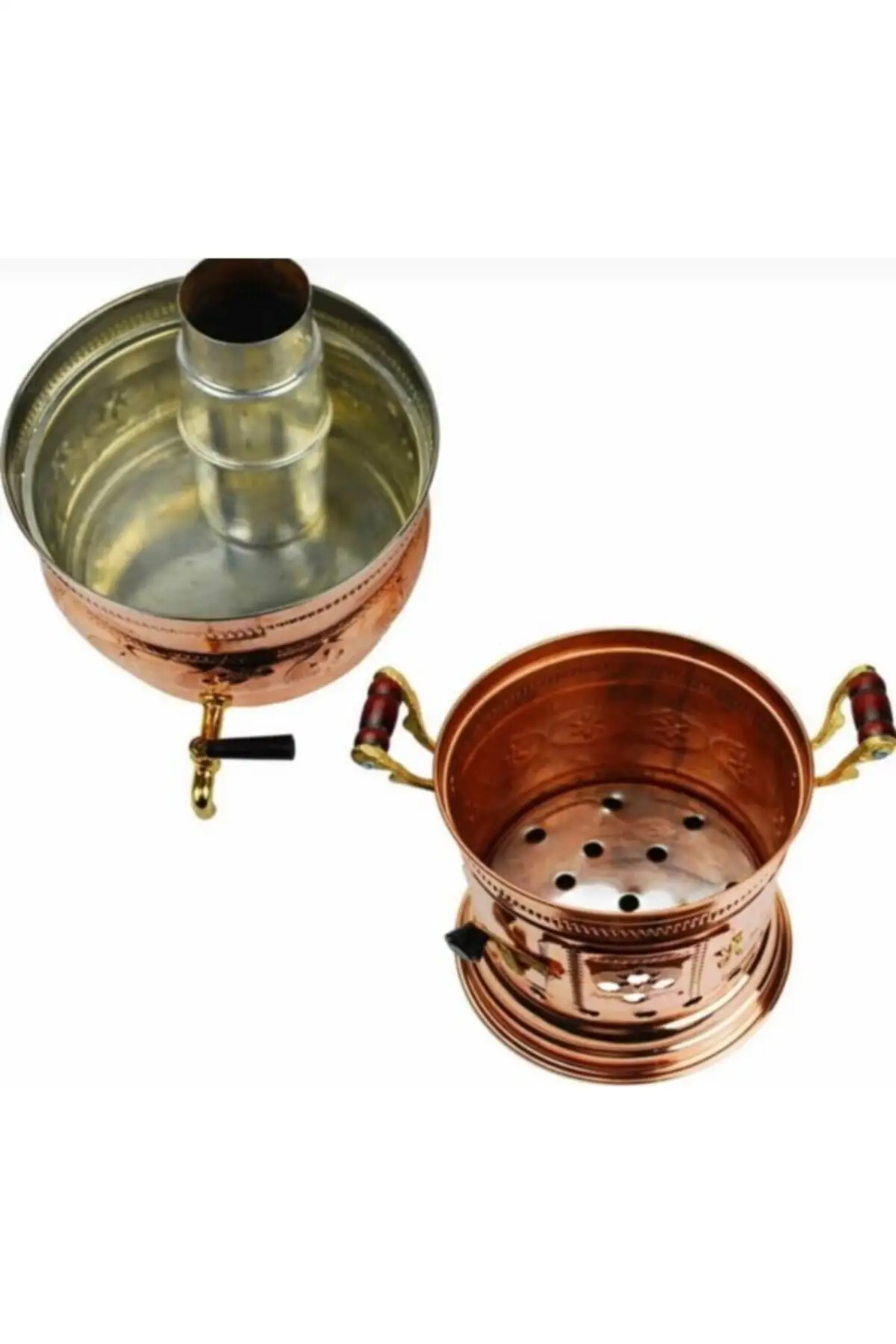 DOLBOVI Odunlu Ver charcoal 5 Lt copper Semaver teapot gift Cooper Tea Pots Handmade