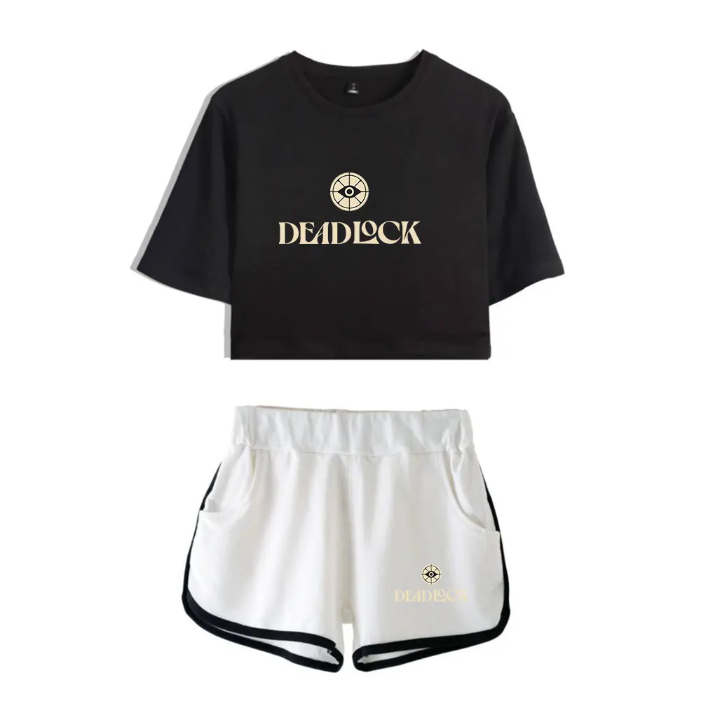 Hot Game Deadlock Vintage 90s logo Merch Tops Two Piece Set Shorts+Lovely TShirt Harajuku Fashion Streetwear