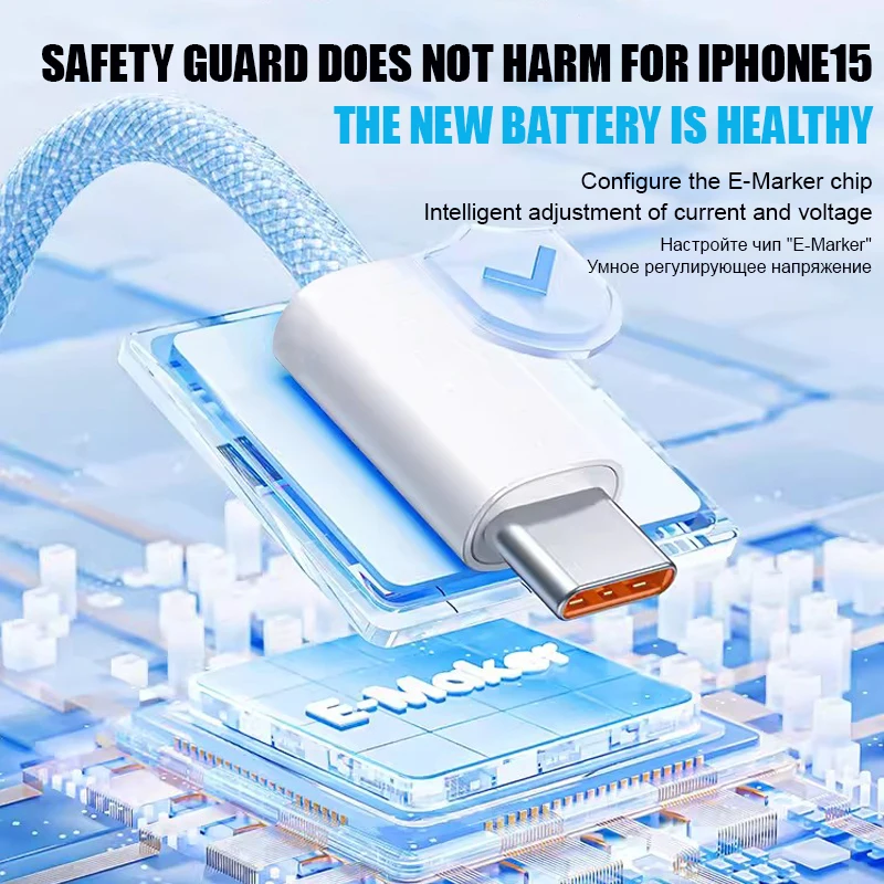 1-5 قطعة 60 واط الأصلي مضفر USB C إلى نوع C كابل لابل آيفون 17 الهواء 15 16 برو ماكس كابل شحن سريع TypeC سلك بيانات الحبل