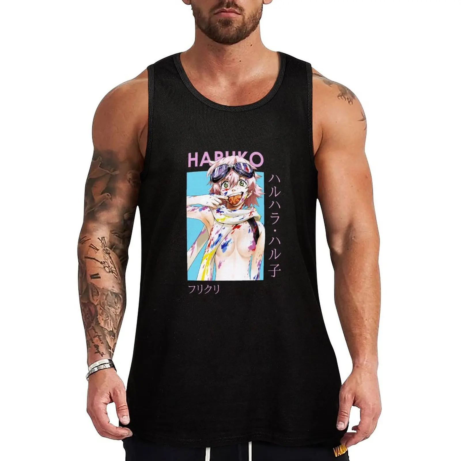 Haruko Haruhara FLCL Card Anime Tank Top bodybuilding t shirt new in tops & t-shirt anime t-shirts Vest male