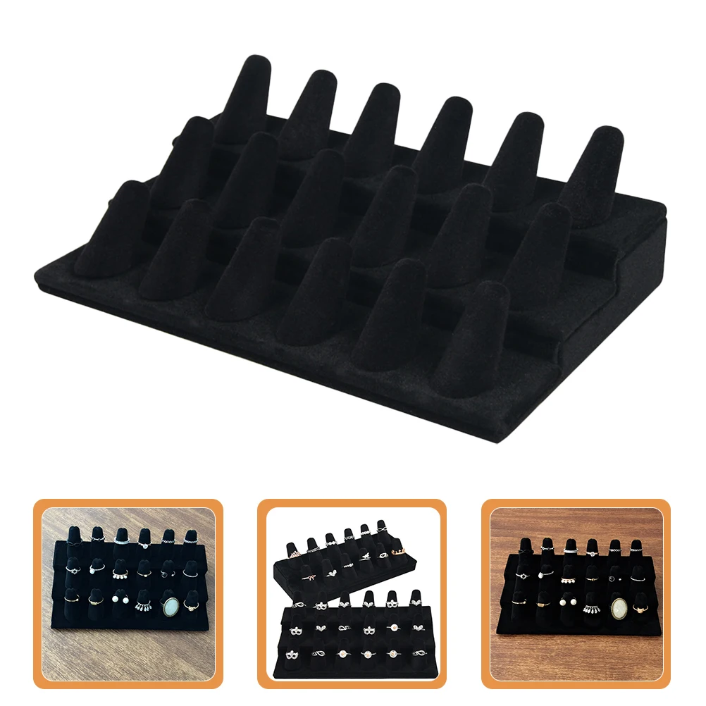 

Ring Display Holder Resin Flocked Jewelry Stand Decorative Rack for Boutique Countertop Organizer Modern Design