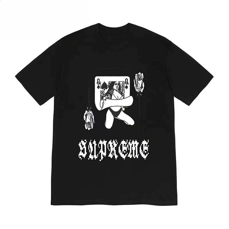 Koszulka SUPCard Q z nadrukiem, modny amerykański trend 2025, do noszenia na co dzień, do sportu i podróży, dla kobiet i mężczyzn.