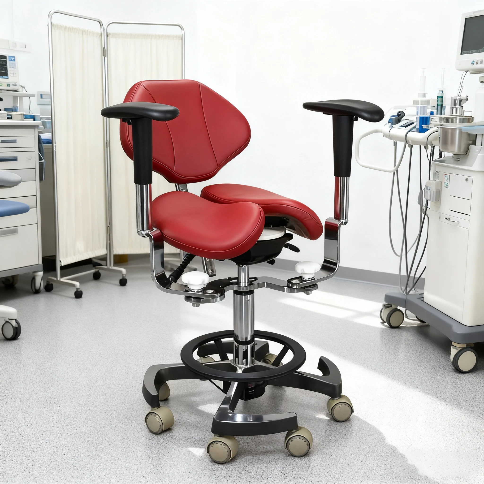 Saddle with Adjustable Armrests Dental Assistant Chair Dental Assistant Stool Dentist's Chair