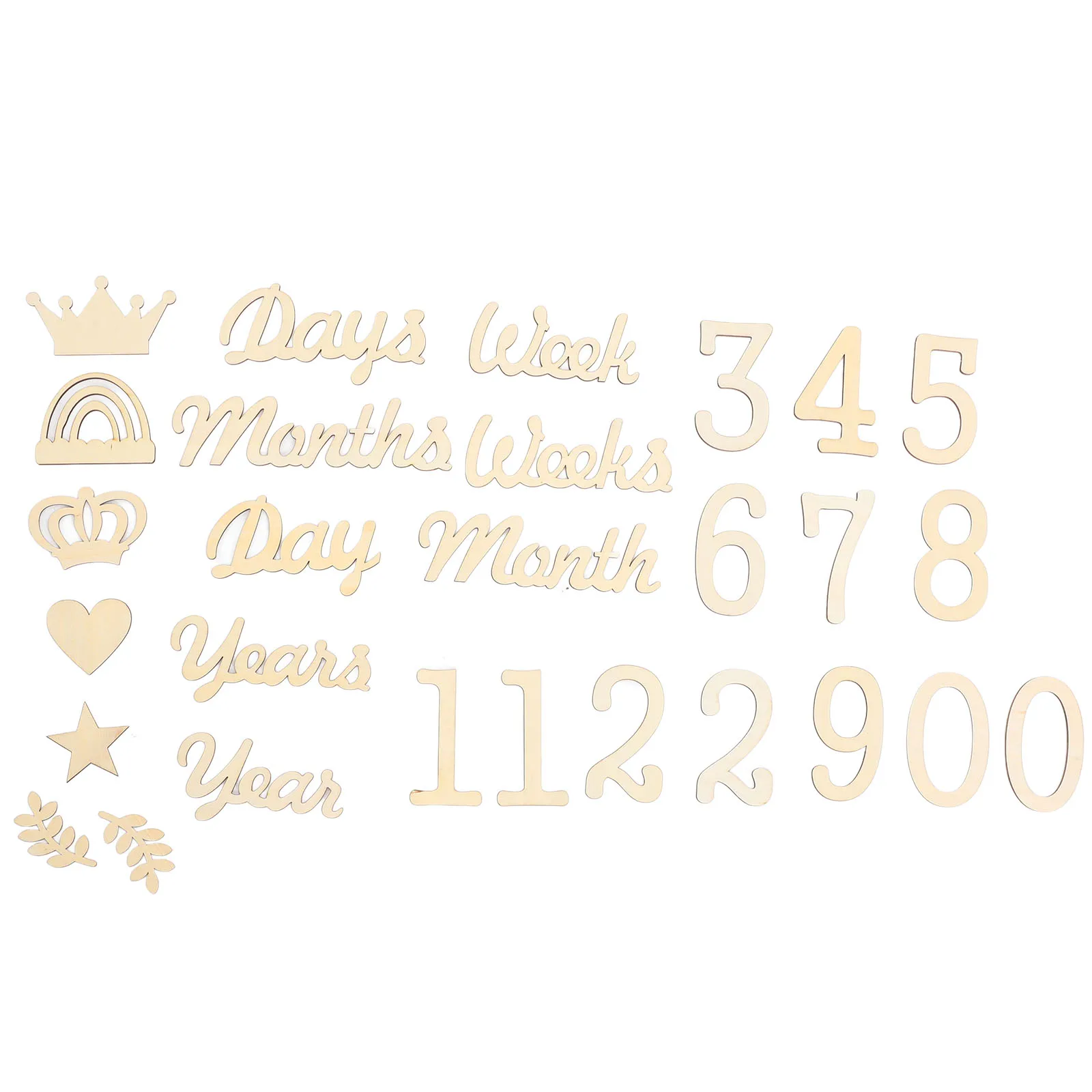 

1 set Wooden Digital Word Props Baby Growth Milestone Cards Photo Newborn Month Signs Wooden Numbers Words Photography