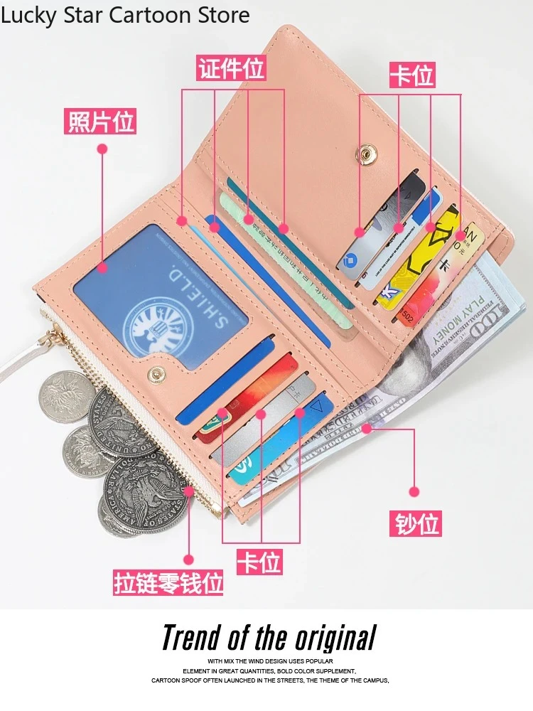 كارتون أنيمي نو: كرنفال ياكومو ThemeShort محفظة قماش للجنسين بولي PU تأثيري محفظة الرجال محافظ النساء حاملي البطاقات محفظة نسائية للعملات المعدنية