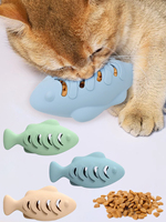 Fish-Shaped Cat Chew Toy - Dental Treat Dispenser Puzzle, Safe Silicone, No Battery, Interactive Pet Snack Game