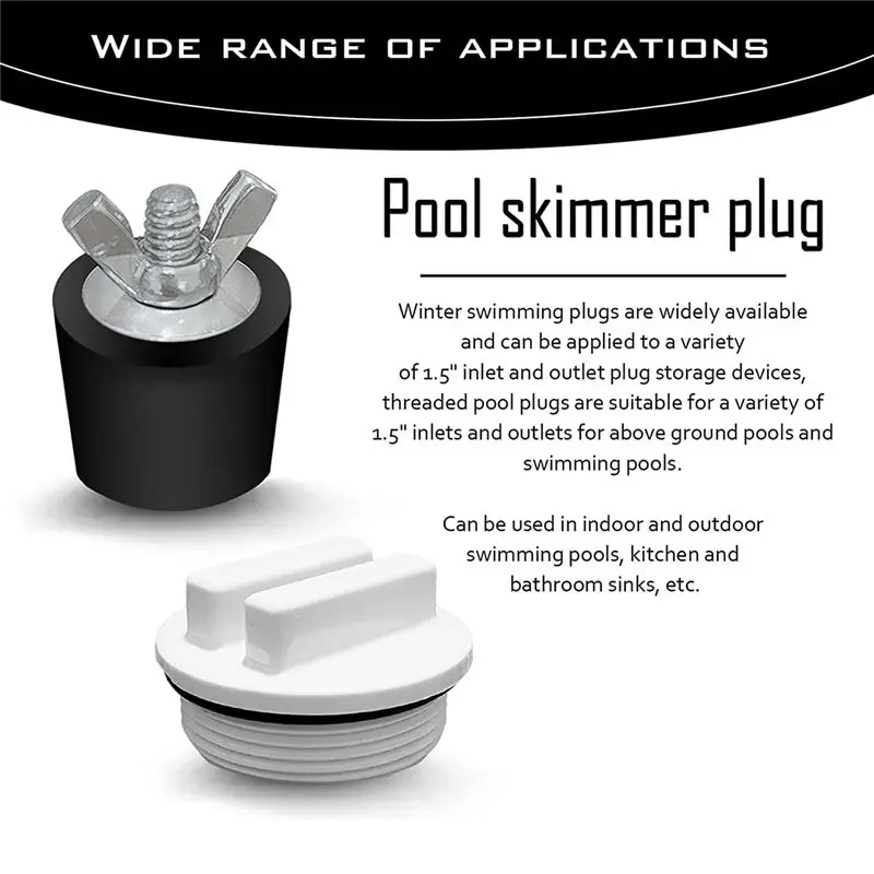 HOES-2 Pcs Pool Winterizing Plugs Rubber Expansion Plugs With 2 Pcs 1.5Inch Threaded Pool Return Winterizing Plug