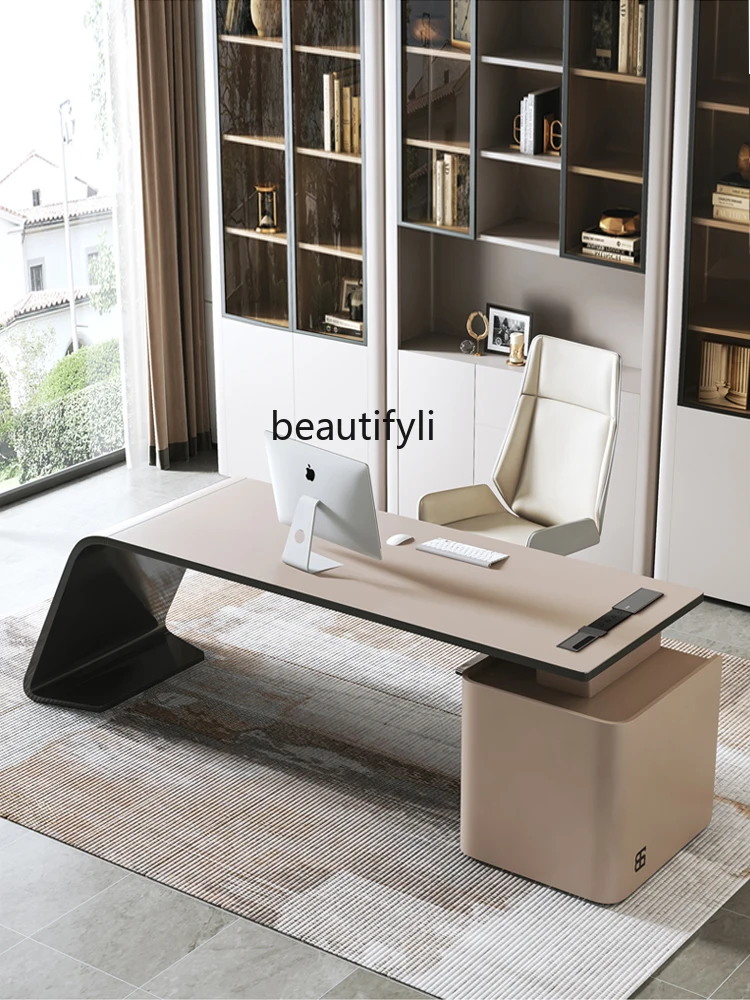 Italian Desk Chair Combination Modern Minimalist Office Home Light Luxury Computer Desk Study Calligraphy Desk