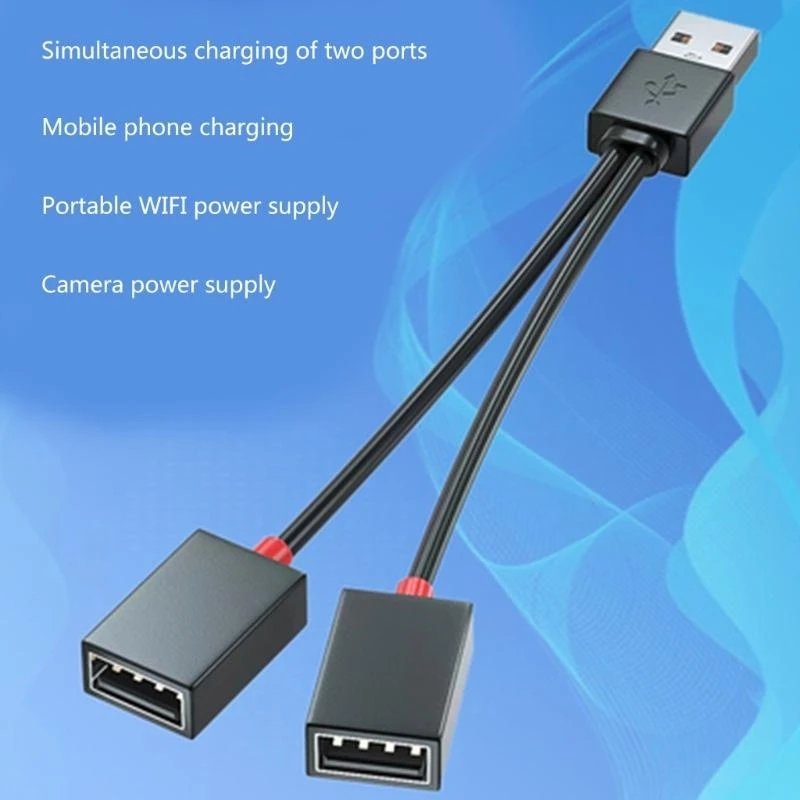 090F Bộ chia USB Y Cáp 1 nam đến 2 Bộ chuyển đổi bộ chuyển đổi dây mở rộng của nam