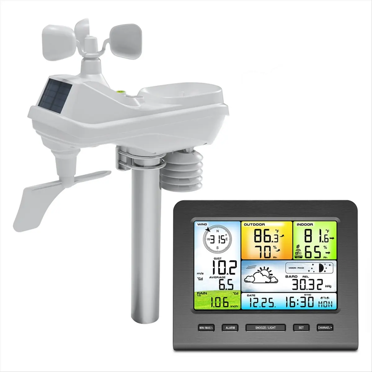《Factory Direct》Weather Station Outdoor Sensor WiFi WeatherStations Forecast ColorDisplay Temperature Humidity Wind Gauge Rain G