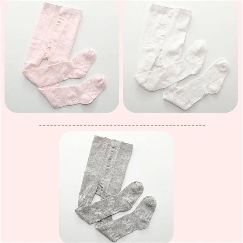 0-24Month Newborn Baby Tights For Girl Spring Summer Mesh Bow Soild Pantyhose Infant Girl Thin Breathable Cotton Stockings New