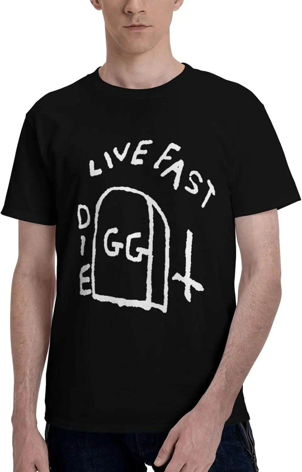 Gg Allin Live Fast Die Mans Sports Cotton Classic Crewneck Fashion Short Sleeve Tee Shirt Black Black