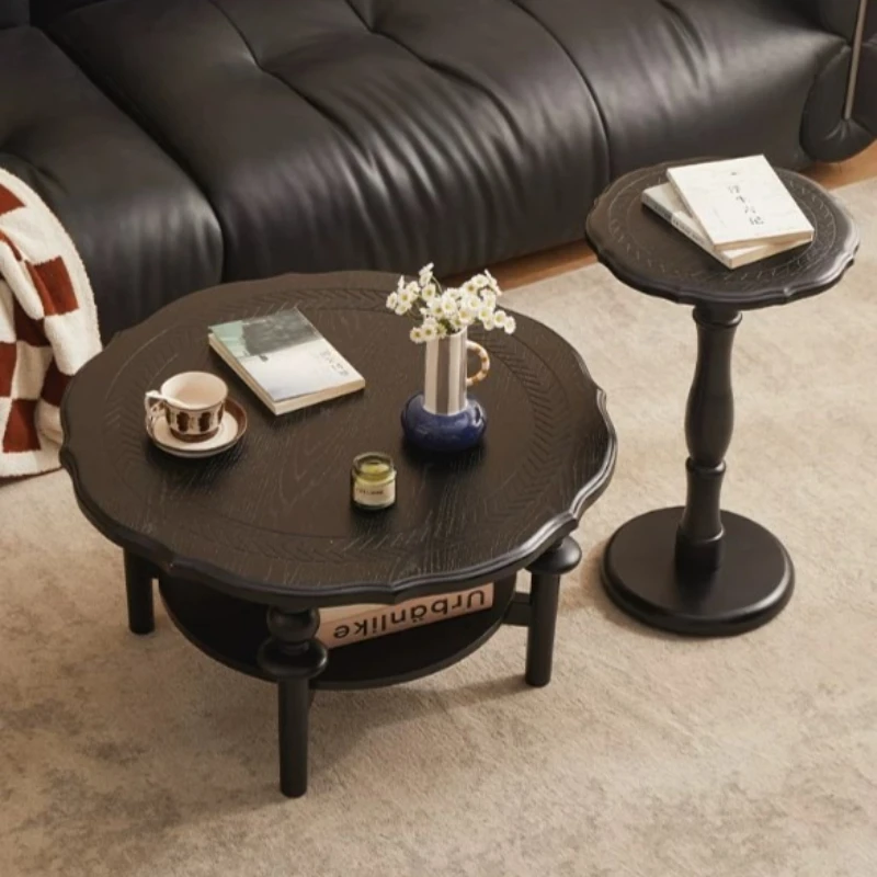 Round Funky Side Tables Wooden French Storage Industrial Coffee Table Low Large Mesa De Centro De Sala Furniture Living Room