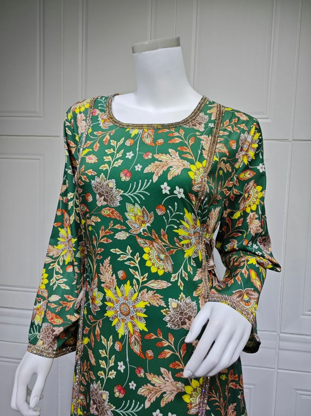 Abaya impression modeste une ligne Robe de soirée caftan célébrité délicate danse Robe de soirée classique manches longues dubaï cristaux Robe