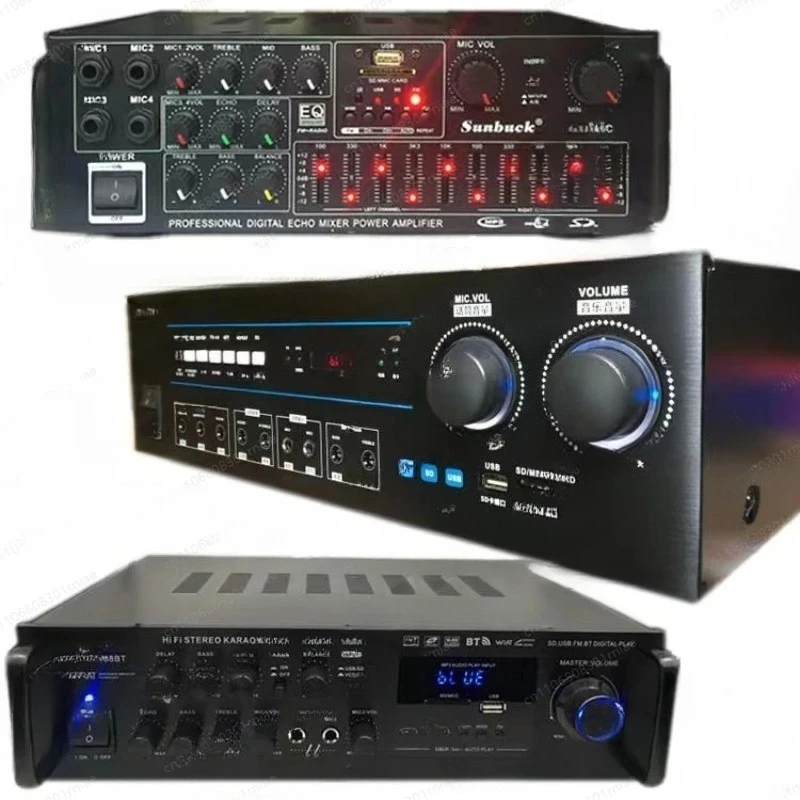500W high-power home amplifier five-channel amplifier high-fidelity karaoke amplifier with built-in Bluetooth remote control