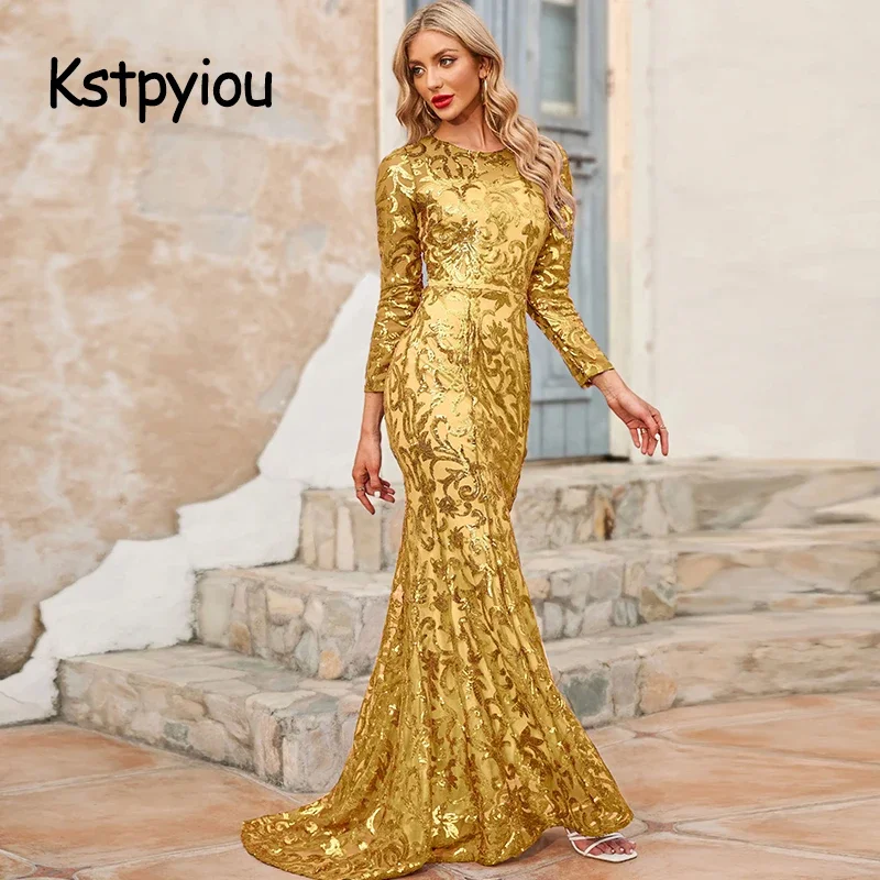 Kstpyiou Baljurk Avondfeest Pailletten Glitter Prom Dress Plus Curve Size Cocktail Lady Robe De Moeder Van De Bruid Jurken