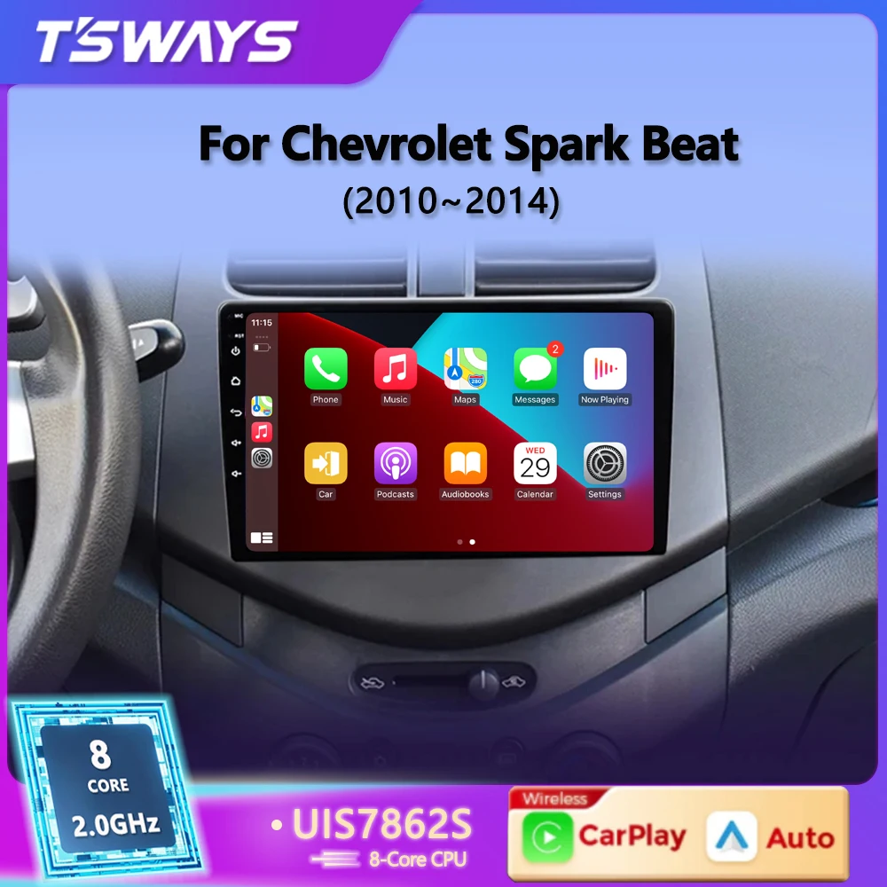 Tsways Pro Car Radio Multimedia Player For Chevrolet Spark Beat Matiz Creative 2010-2014 2 din Android 12 Carplay Autoradio GPS