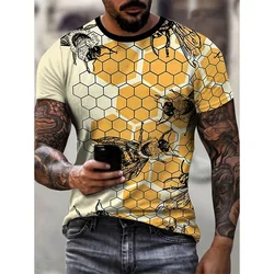 Summer Harajuku 3D Print Bees Honeybee T Shirt Animal Apoidea Graphic T-shirts Men Funny Streetwear Short Sleeves Mens Clothing