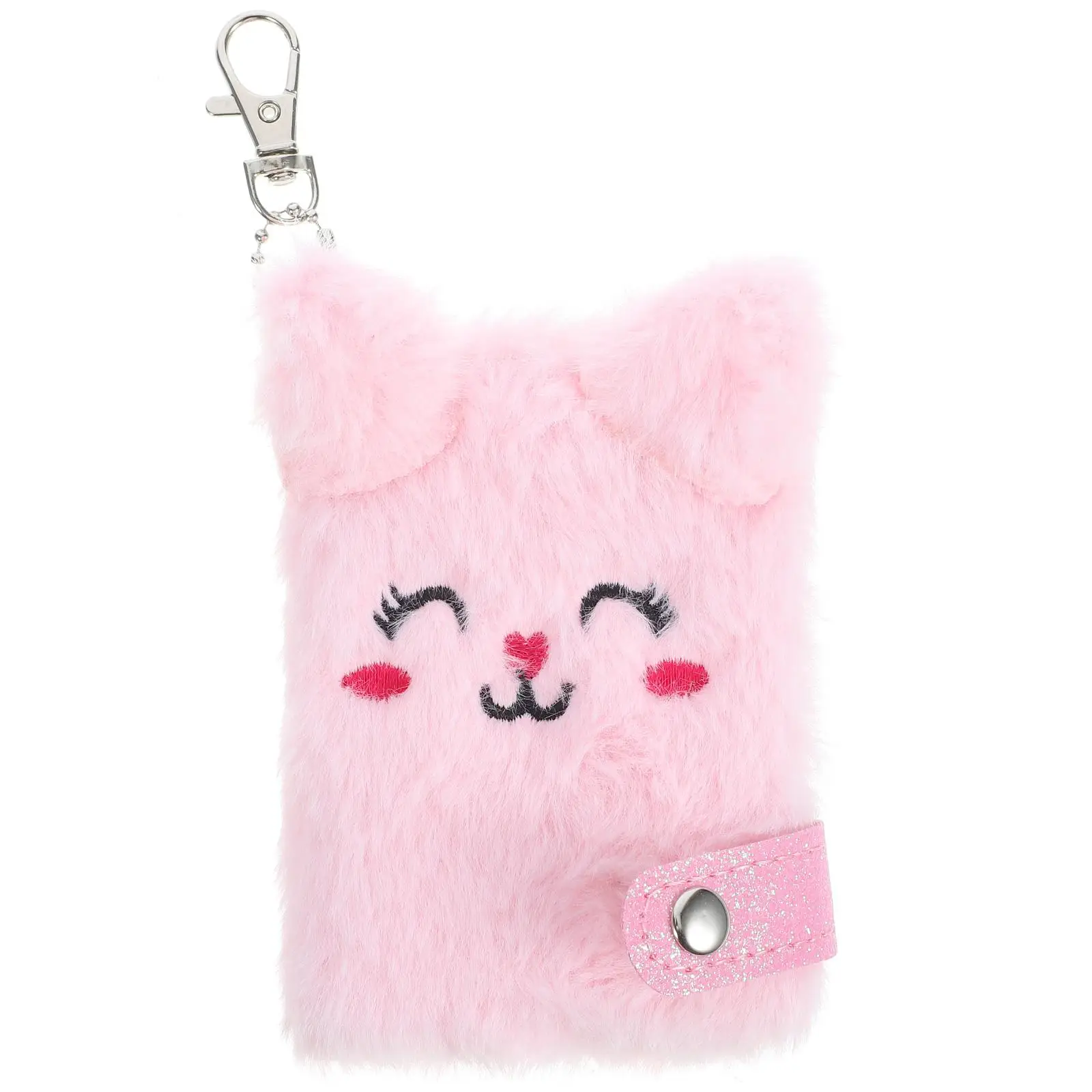 

Kawaii Notebook for Girls Pink Plush Cover Mini Journal Writing Book Keychain Cartoon Travel Daily Use Notepad