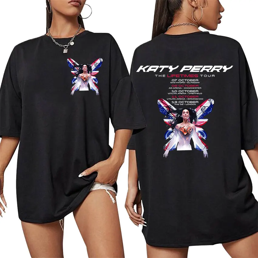 Katy Perry The Lifetimes Tour 2024 Print T Shirt Men Women Harajuku Fashion Short Sleeve T-Shirts Retro Oversized Cotton T-shirt