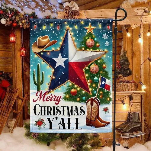Texas Christmas Merry Christmas Y'all Flag Graden Flag FFLCCE ZZA