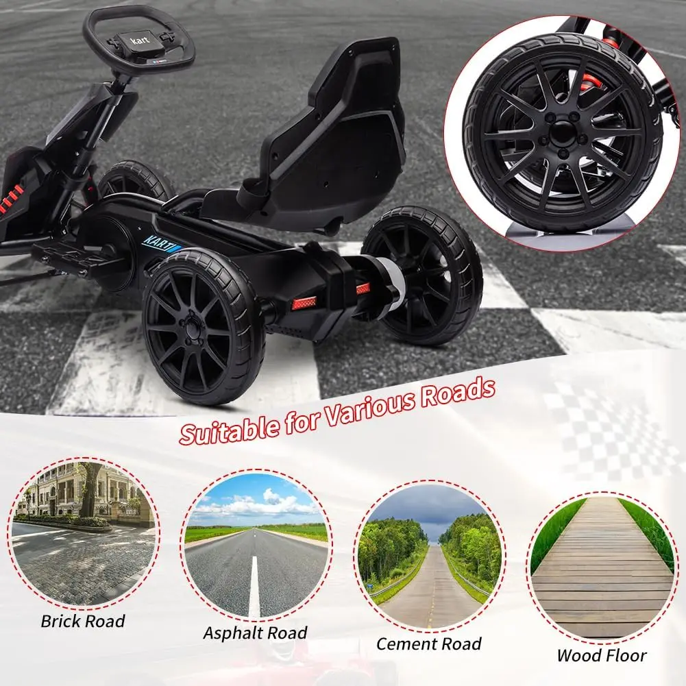 Go Kart elettrico per bambini, 7Ah auto alimentata a batteria per bambini piccoli, sedile regolabile, velocità variabile alta/bassa, ruote EVA, Outdoor Rid