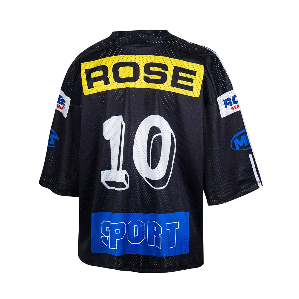 خليط شعار الأزرق الأبيض مارتين روز الخامس الرقبة شبكة الفانيلة المحملة الرجال النساء للجنسين المتضخم تي شيرت بلايز