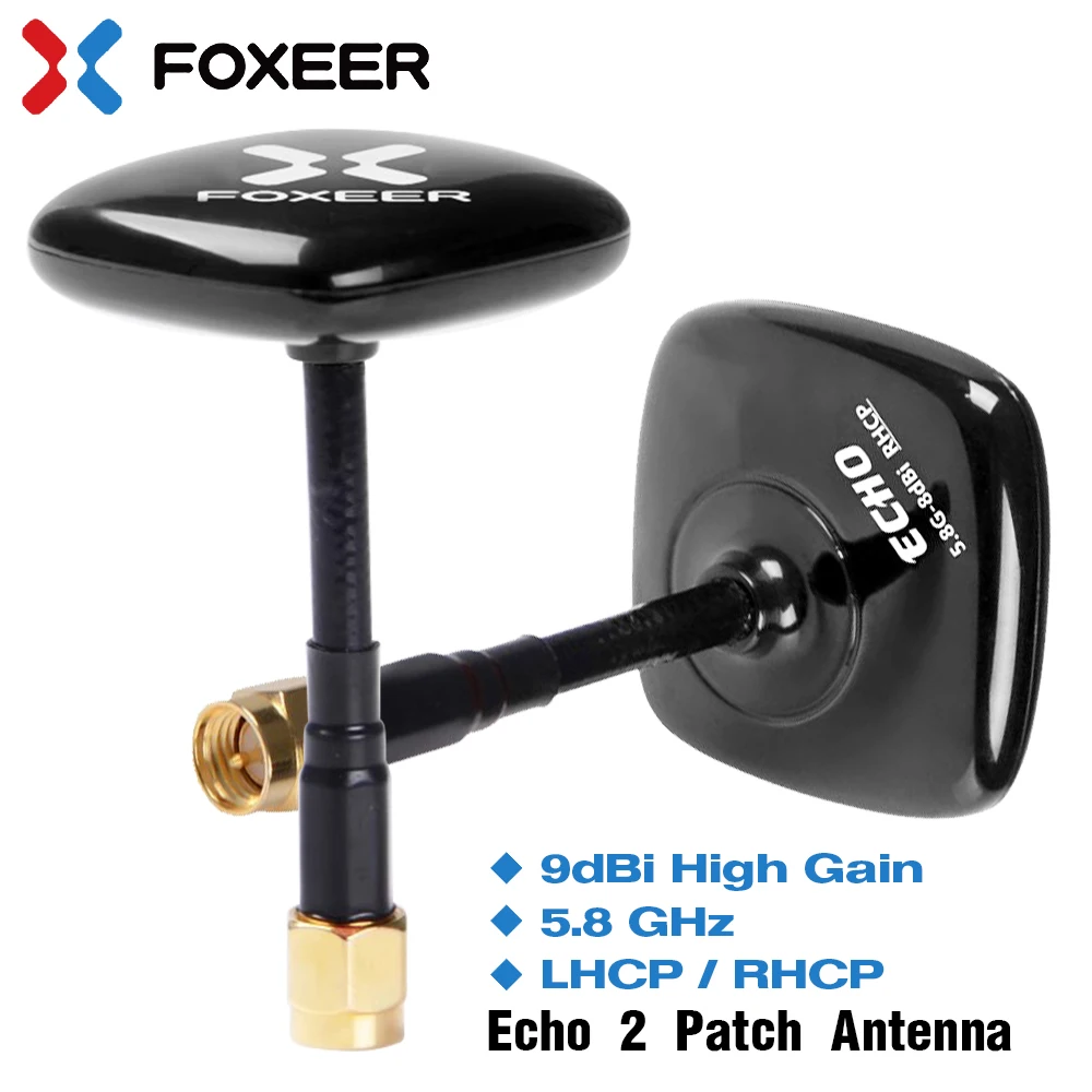 

FOXEER Echo 2 V2 5.8G 9dBi Патч-антенна с высоким коэффициентом усиления LHCP RHCP для радиоуправляемых самолетов FPV Гоночные дроны для фристайла VTX VRX Очки Монитор